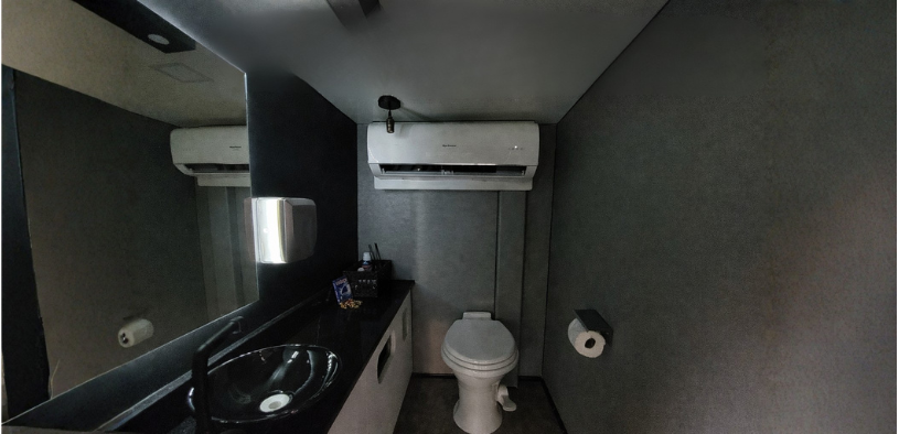 Banheiro premium para eventos com ar-condicionado 